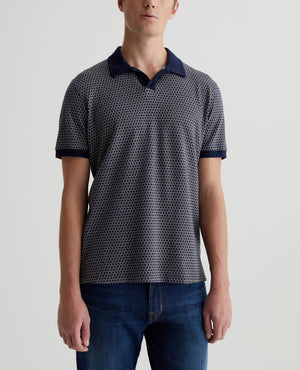 Bryce Johnny Collar Picnic Navy Multi Mens Top Photo 1