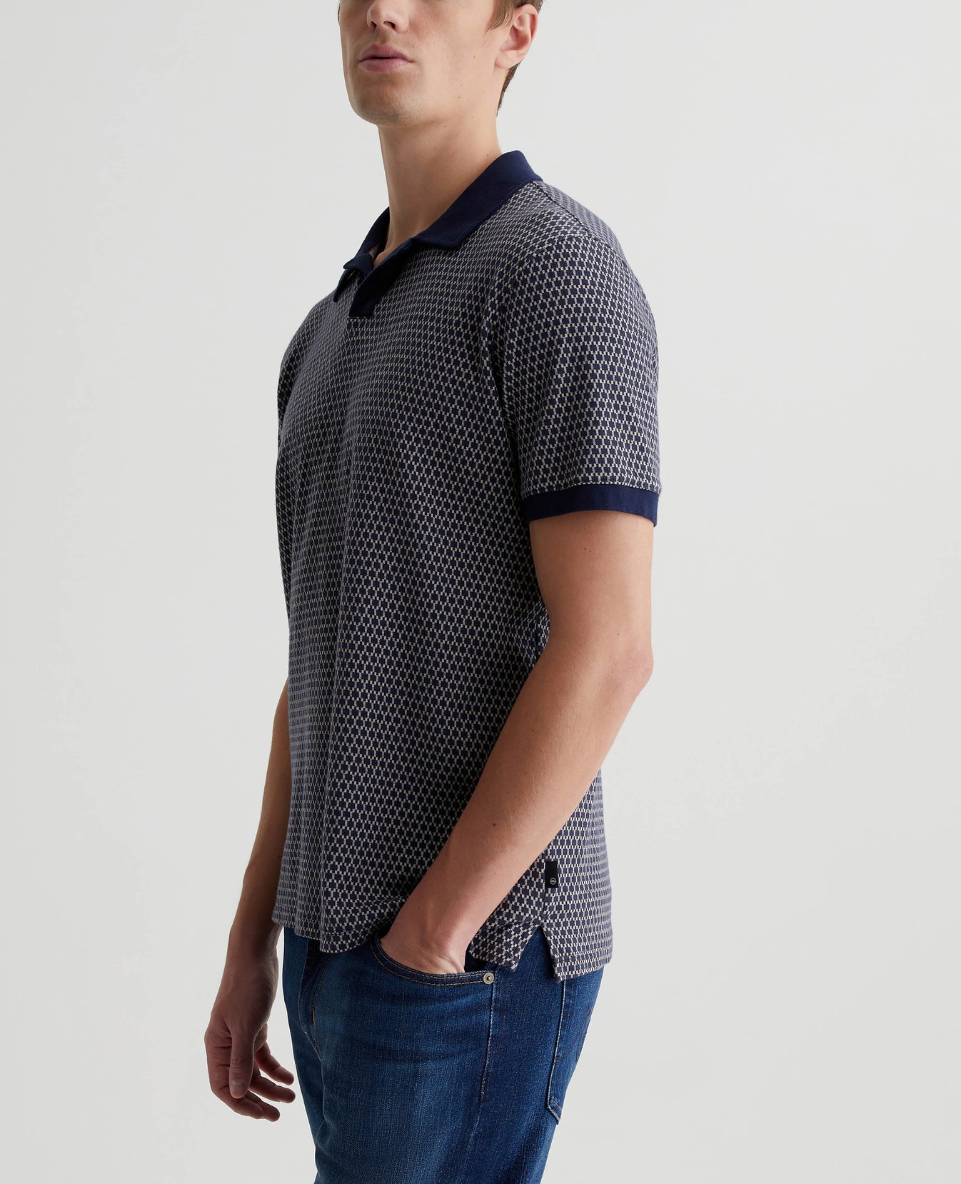 Bryce Johnny Collar Picnic Navy Multi Mens Top Photo 2