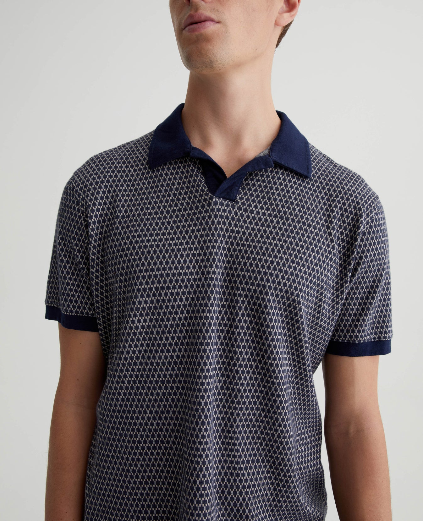 Bryce Johnny Collar Picnic Navy Multi Mens Top Photo 3