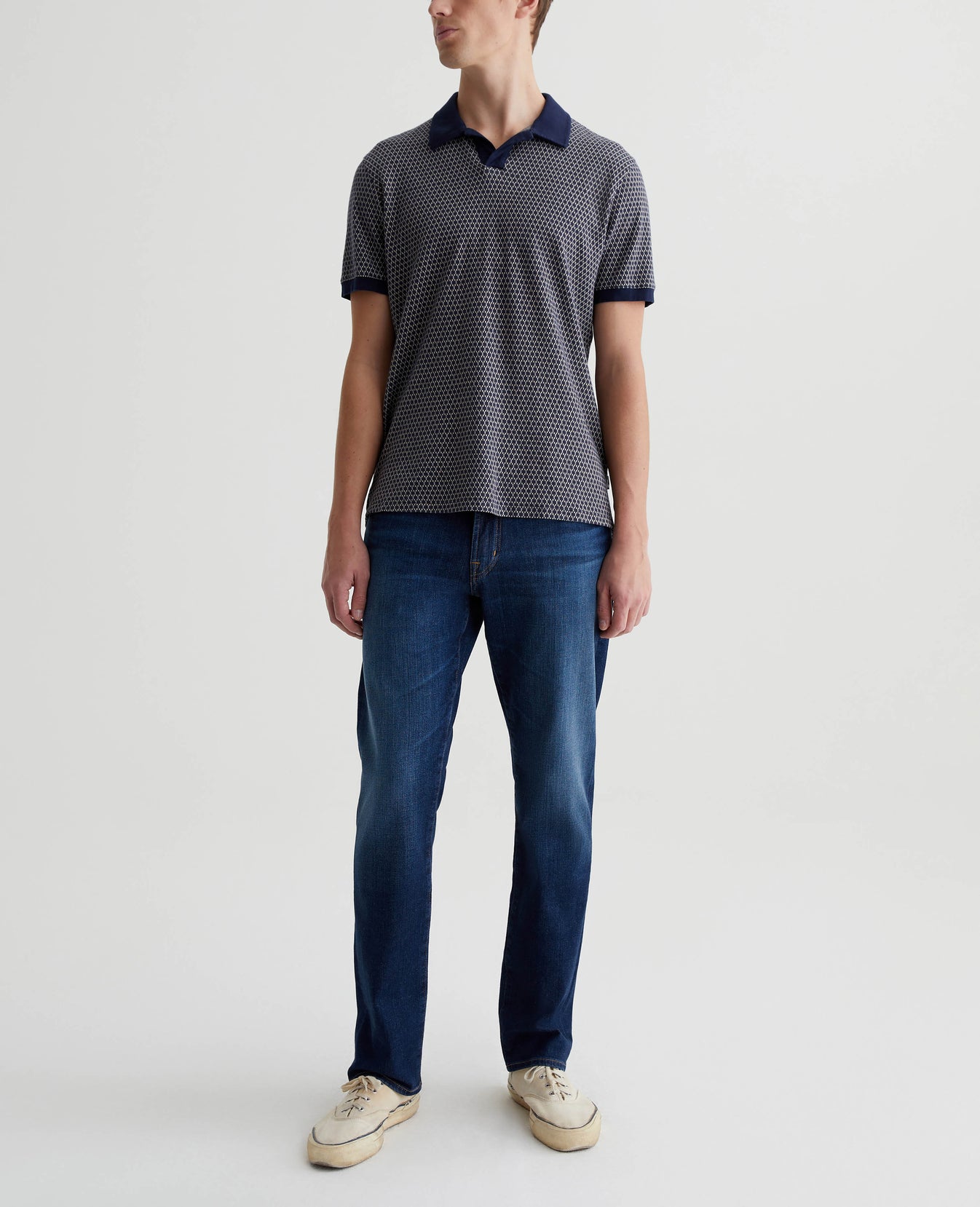 Bryce Johnny Collar Picnic Navy Multi Mens Top Photo 4