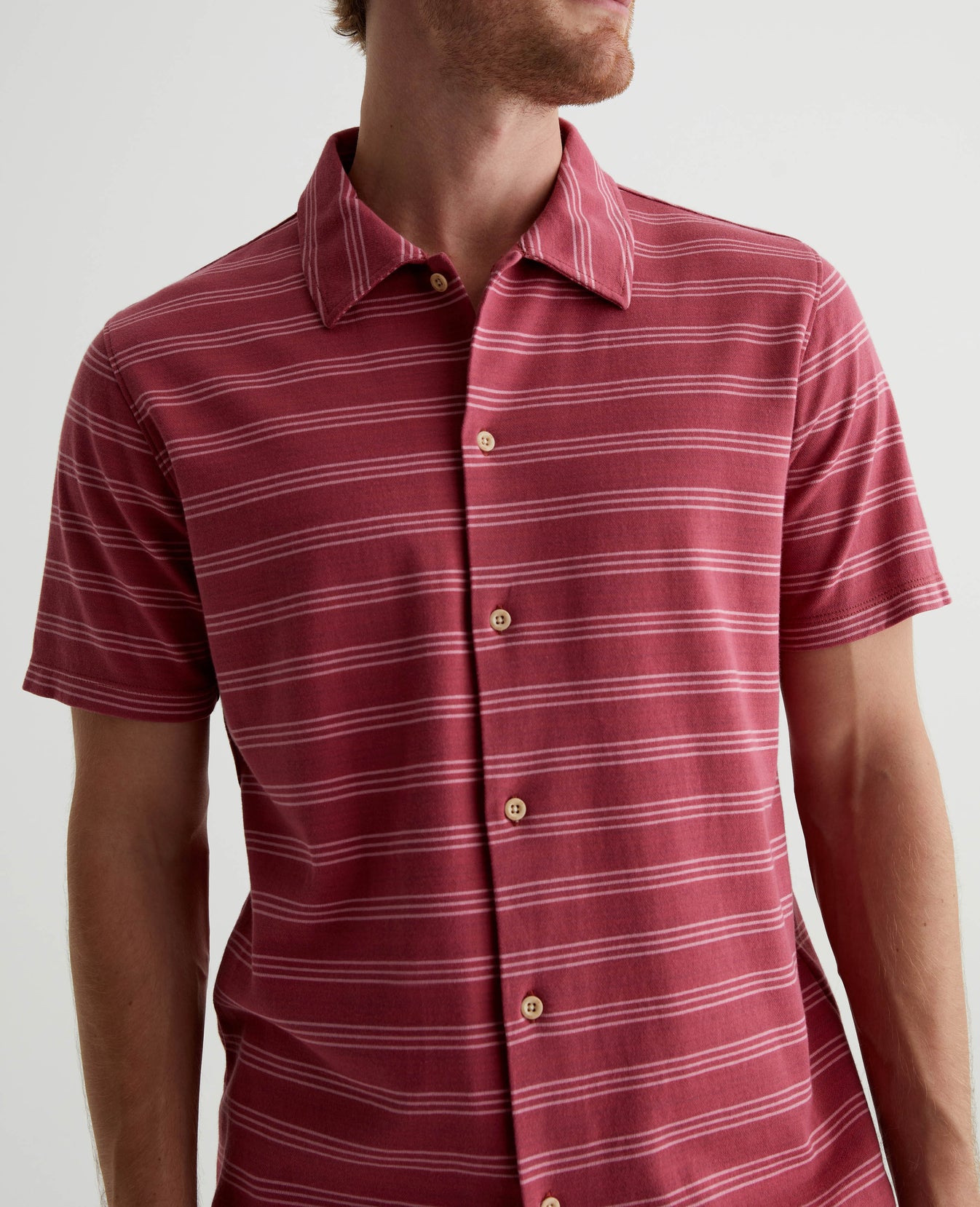 Nathaniel Terrace Stripe Crimson Clay Mens Top Photo 3