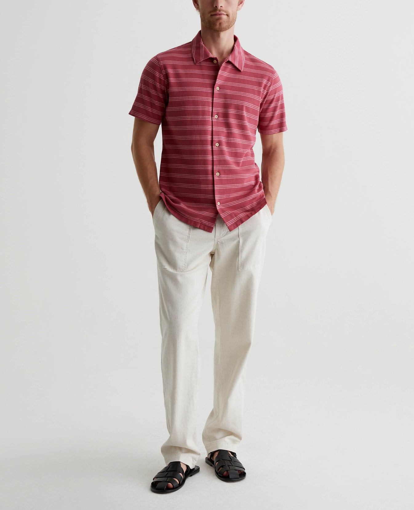 Nathaniel Terrace Stripe Crimson Clay Mens Top Photo 4