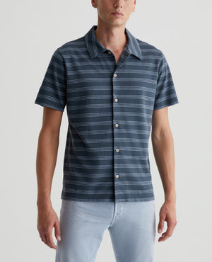 Nathaniel Terrace Stripe Deep Waters Mens Top Photo 1