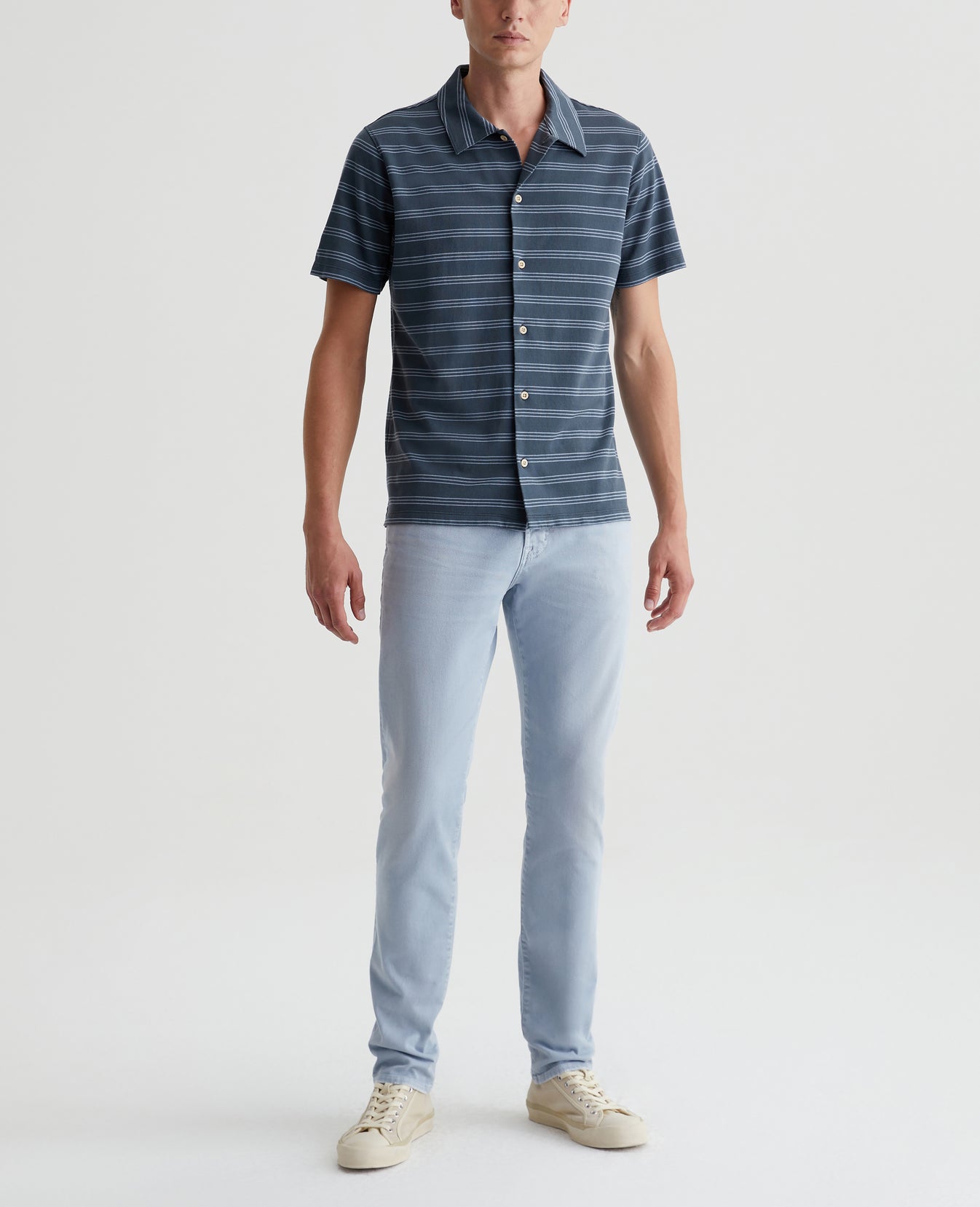 Nathaniel Terrace Stripe Deep Waters Mens Top Photo 2