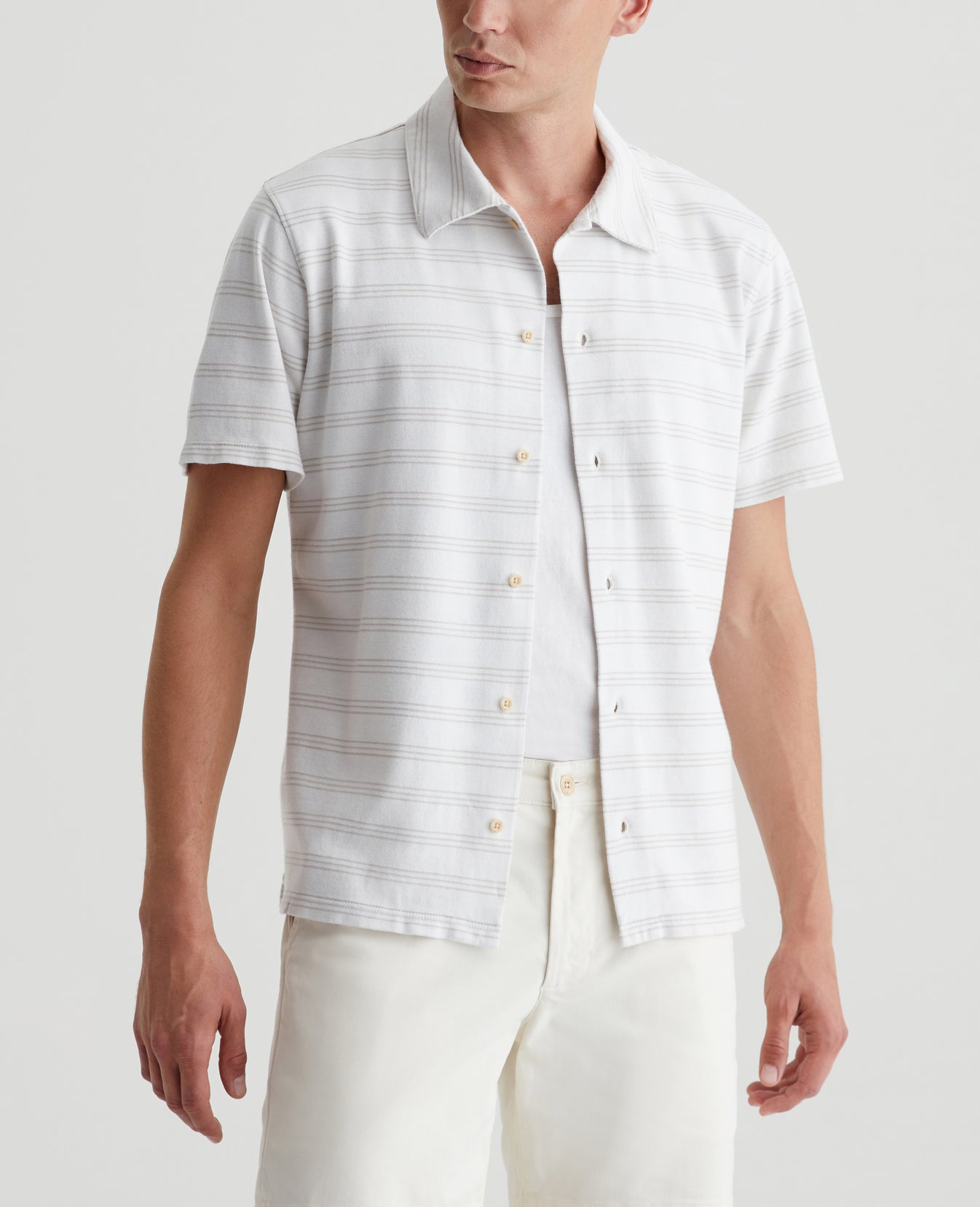 Nathaniel Terrace Stripe Mosaic Grey Mens Top Photo 1
