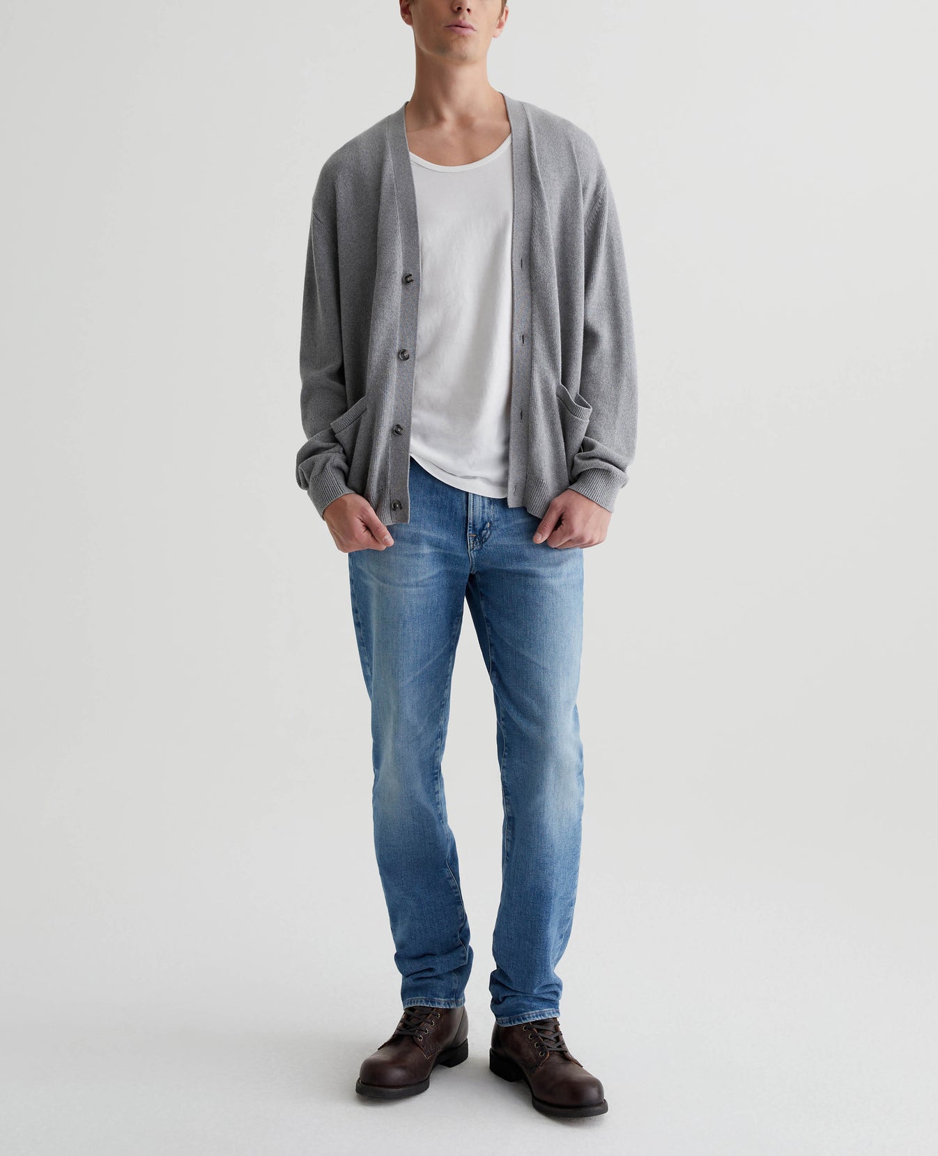 Josiah Cardigan Heather Grey Mens Top Photo 4