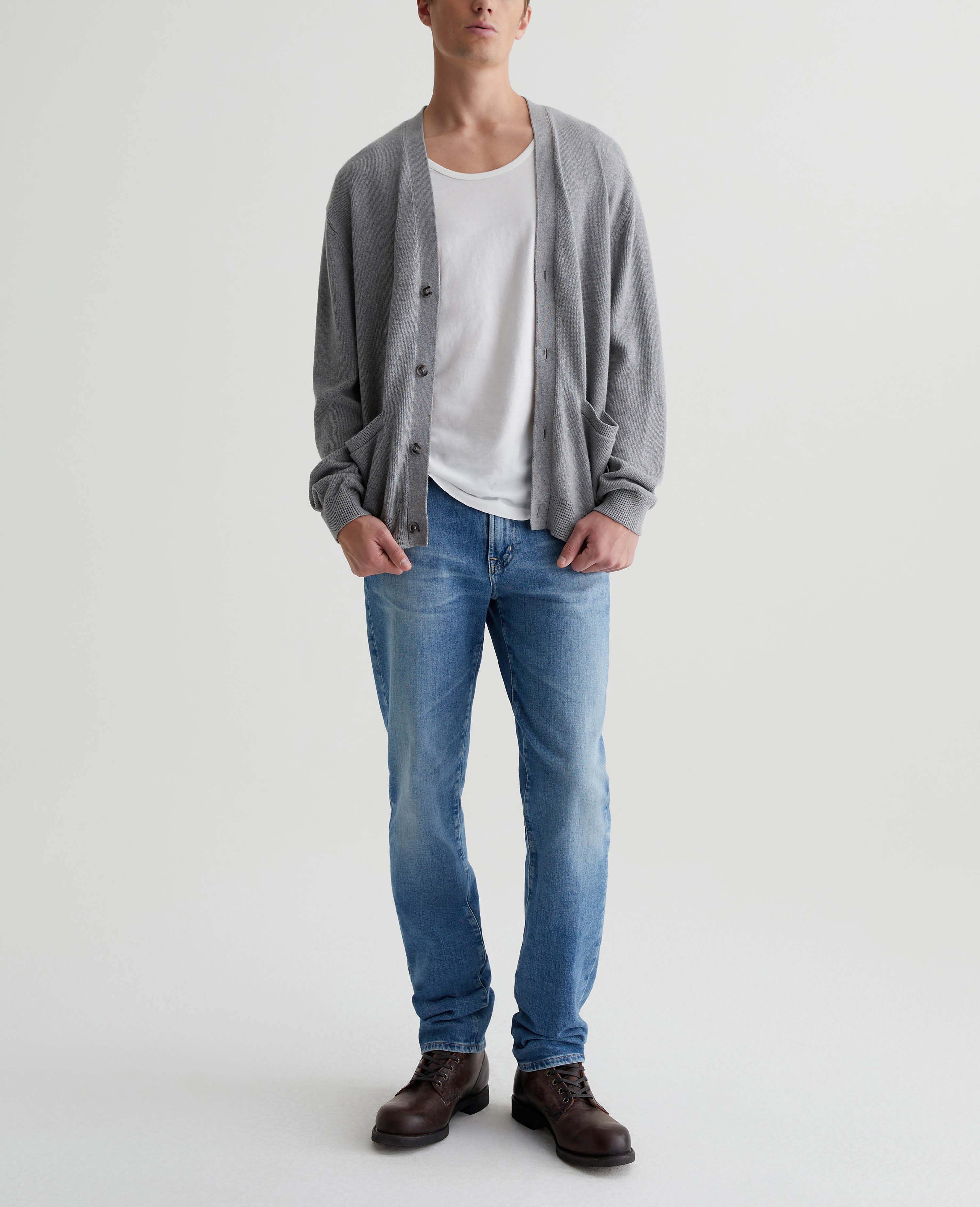 Josiah Cardigan Heather Grey Mens Top Photo 4