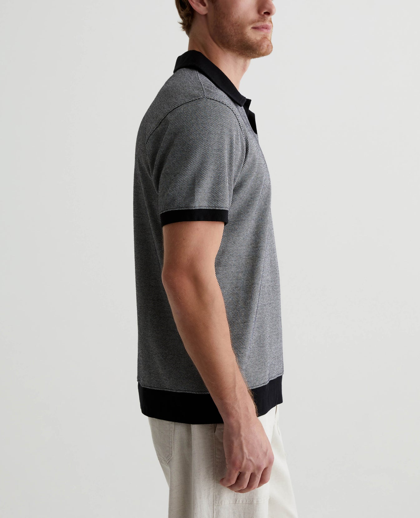 Bryce Johnny Collar Mini Check Ivory Dust/True Black Mens Top Photo 2