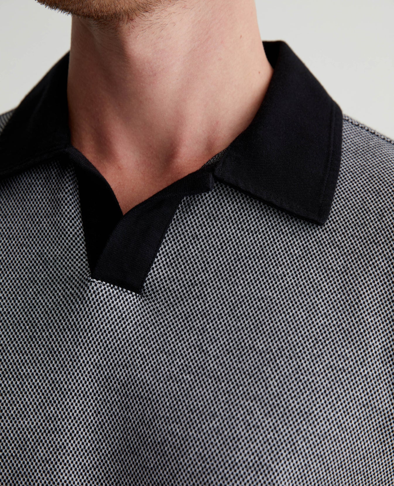 Bryce Johnny Collar Mini Check Ivory Dust/True Black Mens Top Photo 5