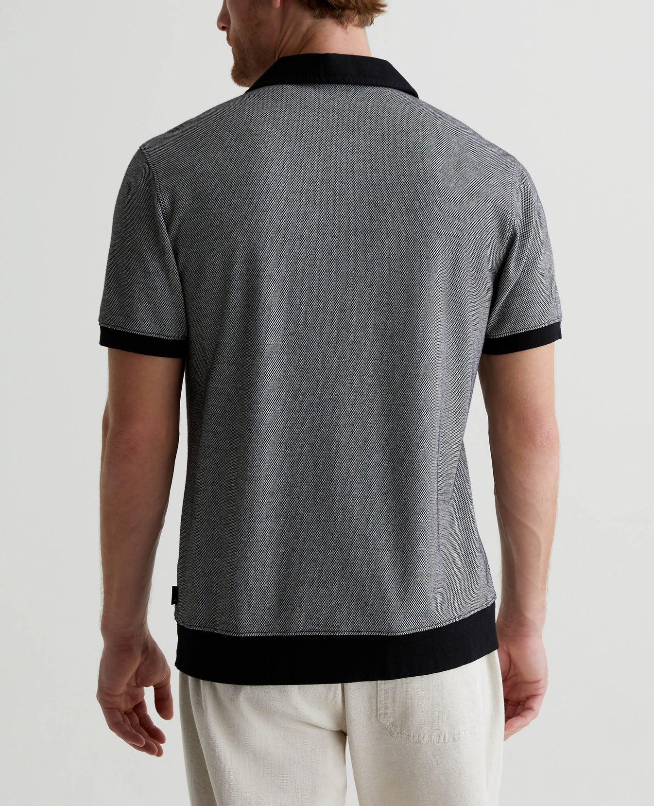 Bryce Johnny Collar Mini Check Ivory Dust/True Black Mens Top Photo 7
