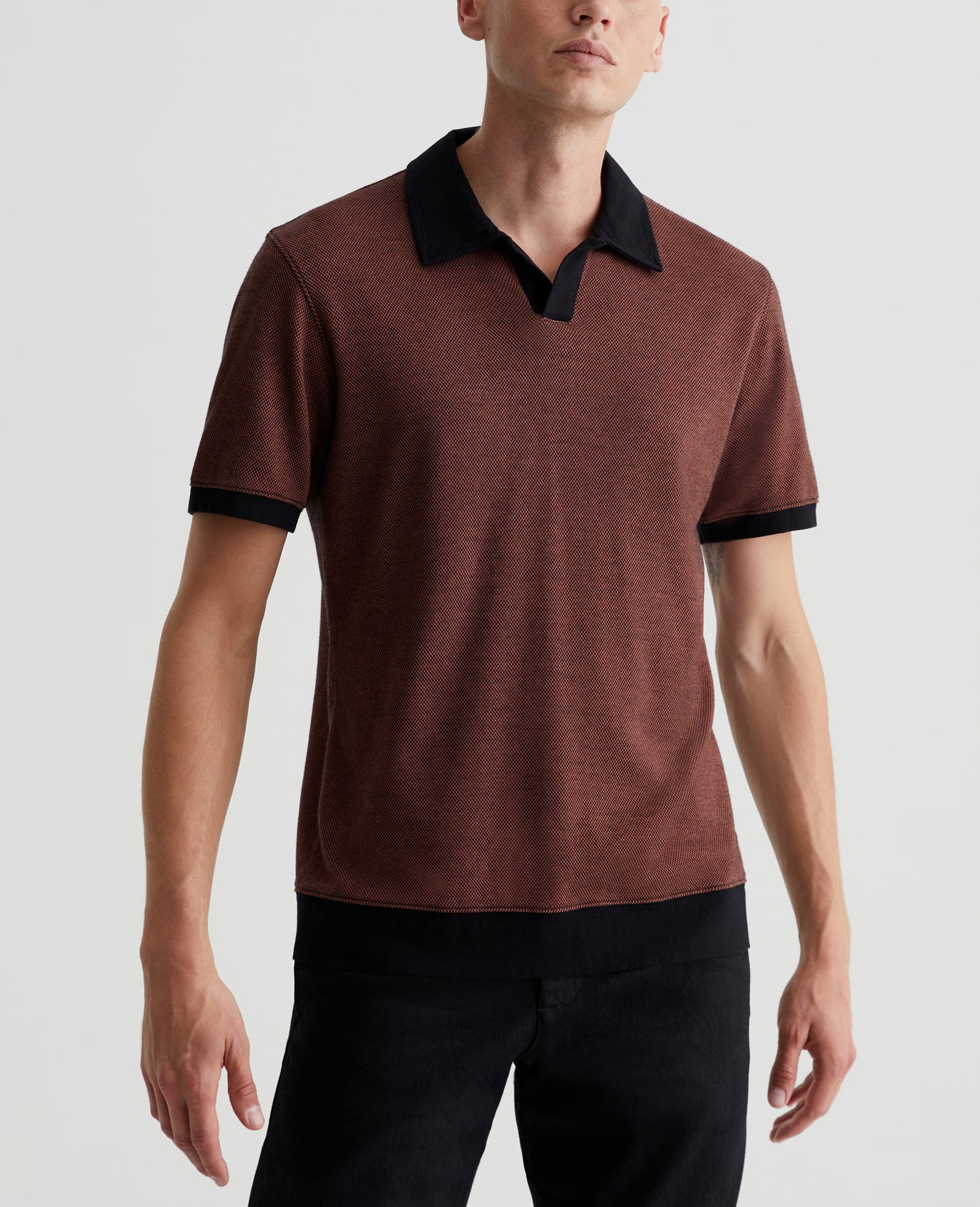 Bryce Johnny Collar Mini Check Warm Cinnamon/True Black Mens Top Photo 1