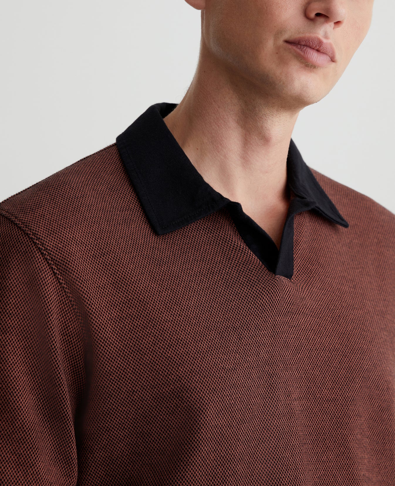 Bryce Johnny Collar Mini Check Warm Cinnamon/True Black Mens Top Photo 3