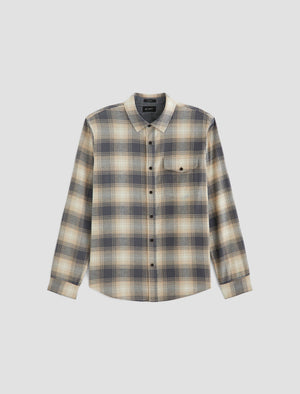 Wesley Shirt Shadow Plaid Dark Grey Multi Relaxed Fit Long Sleeve Men Top Photo 9