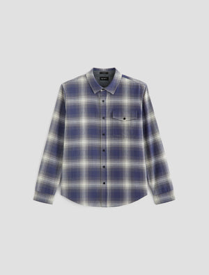 Wesley Shirt Shadow Plaid Navy Multi Relaxed Fit Long Sleeve Men Top Photo 9