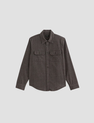 Wesley Utility Shirt Tweedy Houndstooth Maroon Mult Relaxed Fit Long Sleeve Men Top Photo 9