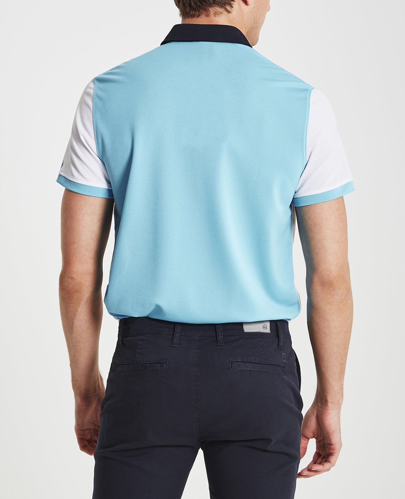 Deuce Color Block Polo Bright White/Ocean Blue/Naval Green Label Collection Men Tops Photo 3