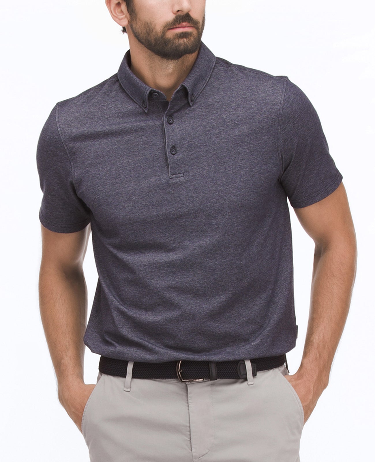 Mensa Polo Heathered Naval Blue Green Label Collection Men Tops Photo 1