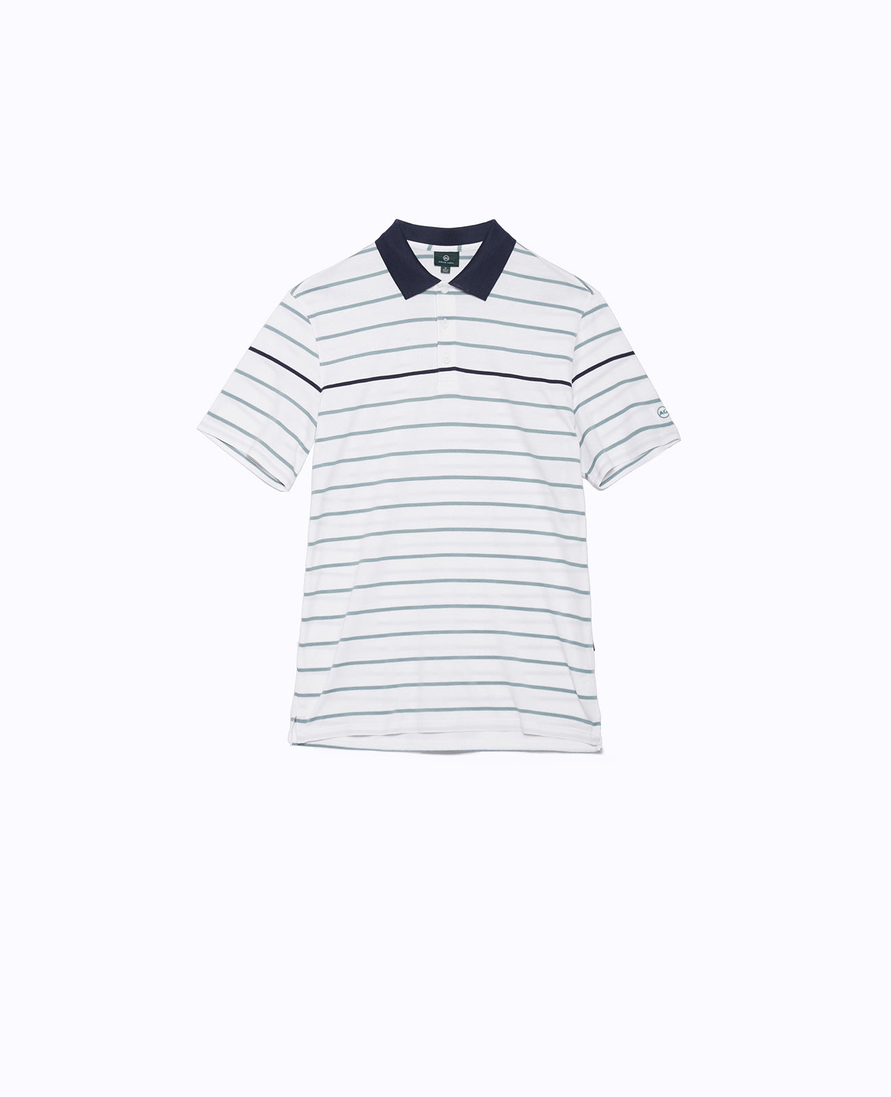 Farrell Stripe Polo Bright White Agave Green Naval Green Label Collection Men Tops Photo 6