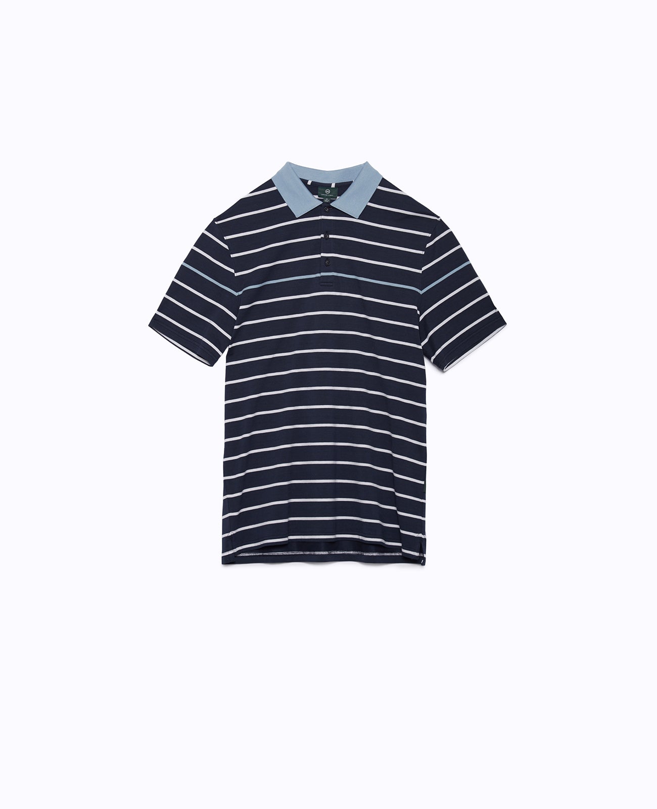 Farrell Stripe Polo Naval Blue/White/Clear Sky Green Label Collection Men Tops Photo 6