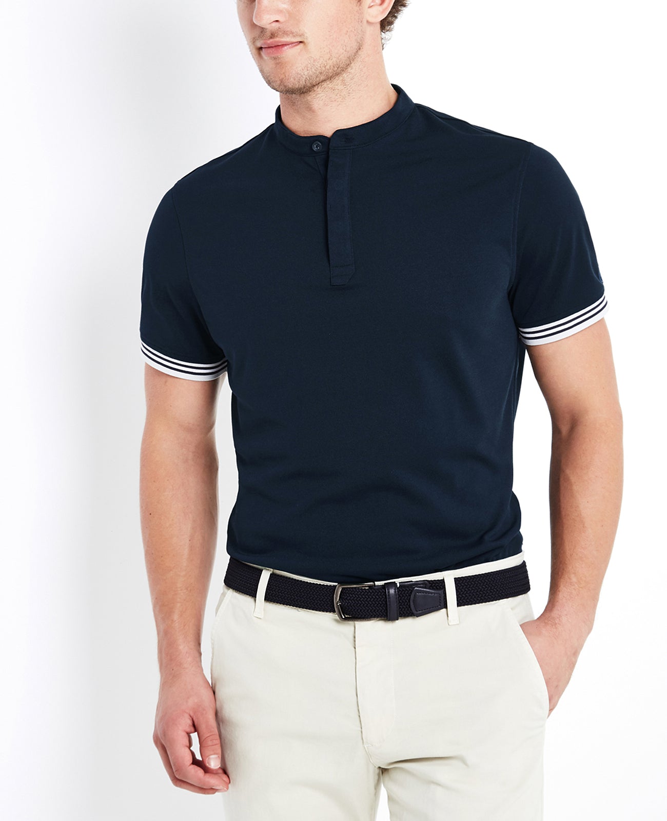 Haskett Polo Naval Blue Green Label Collection Men Tops Photo 1
