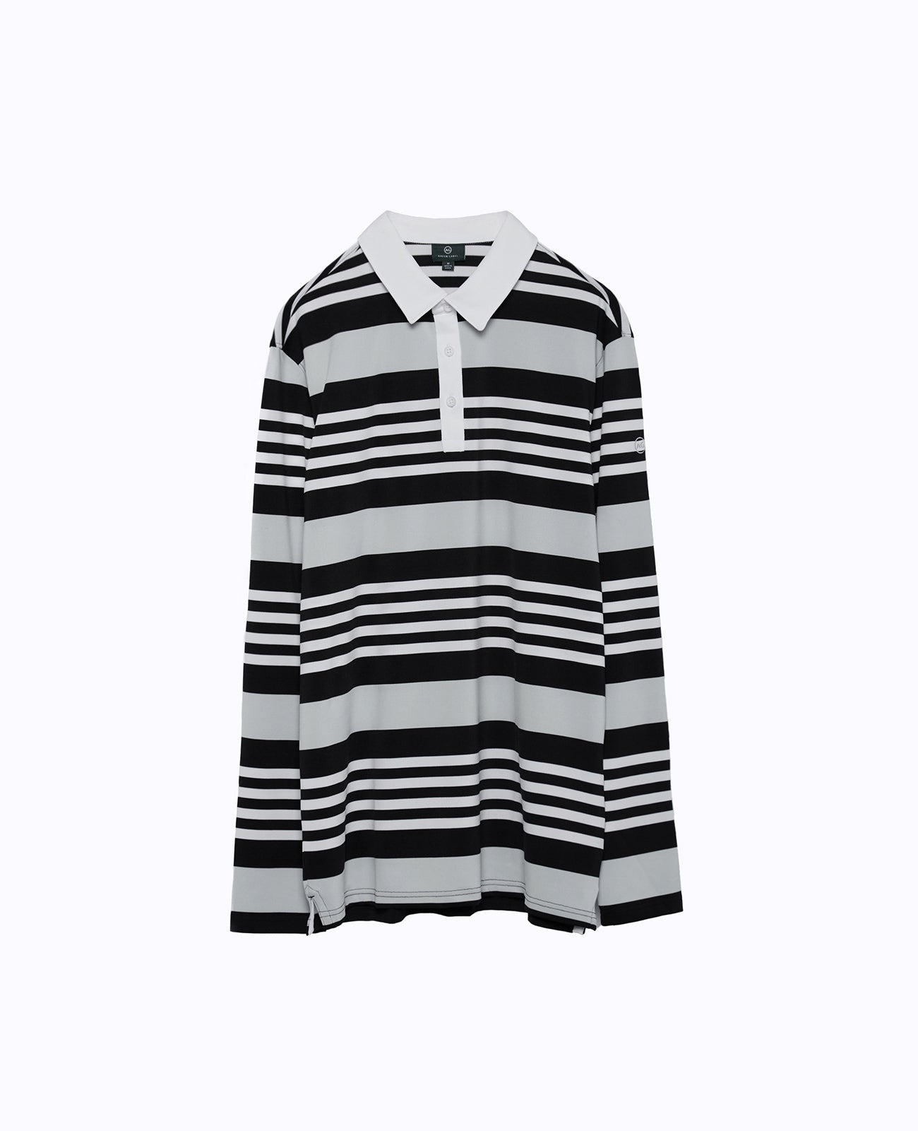 Benson Stripe Long Sleeve Polo Bright White Caviar Morning Gr Green Label Collection Men Tops Photo 6