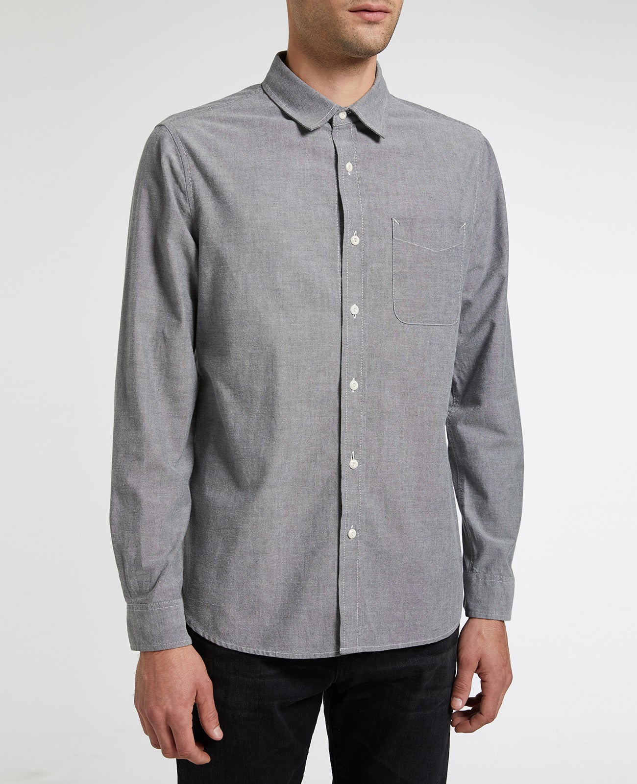 Colton Shirt Grey Stone Long Sleeve Buttondown Men Tops Photo 1