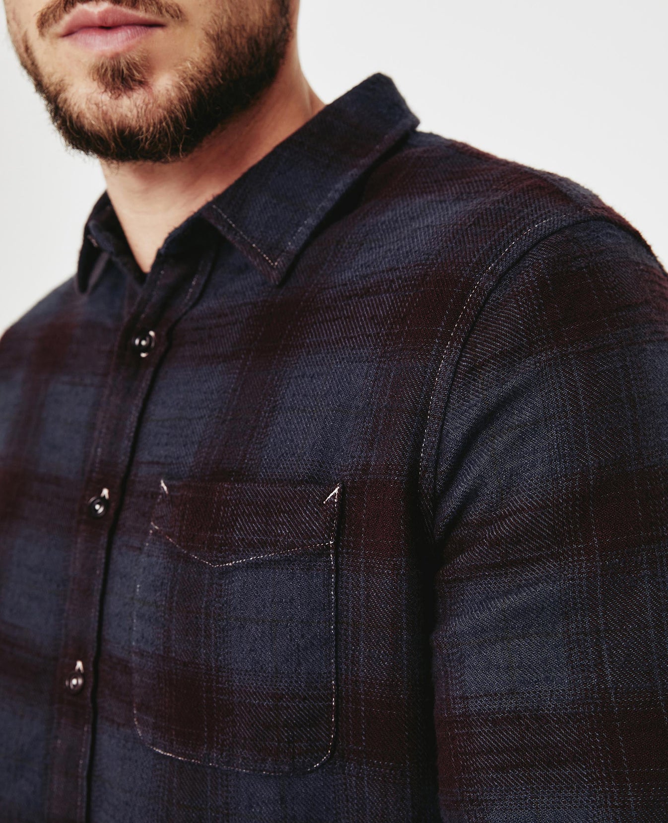 Colton Shirt Tinted Tannic Red/Black Long Sleeve Buttondown Men Tops Photo 2