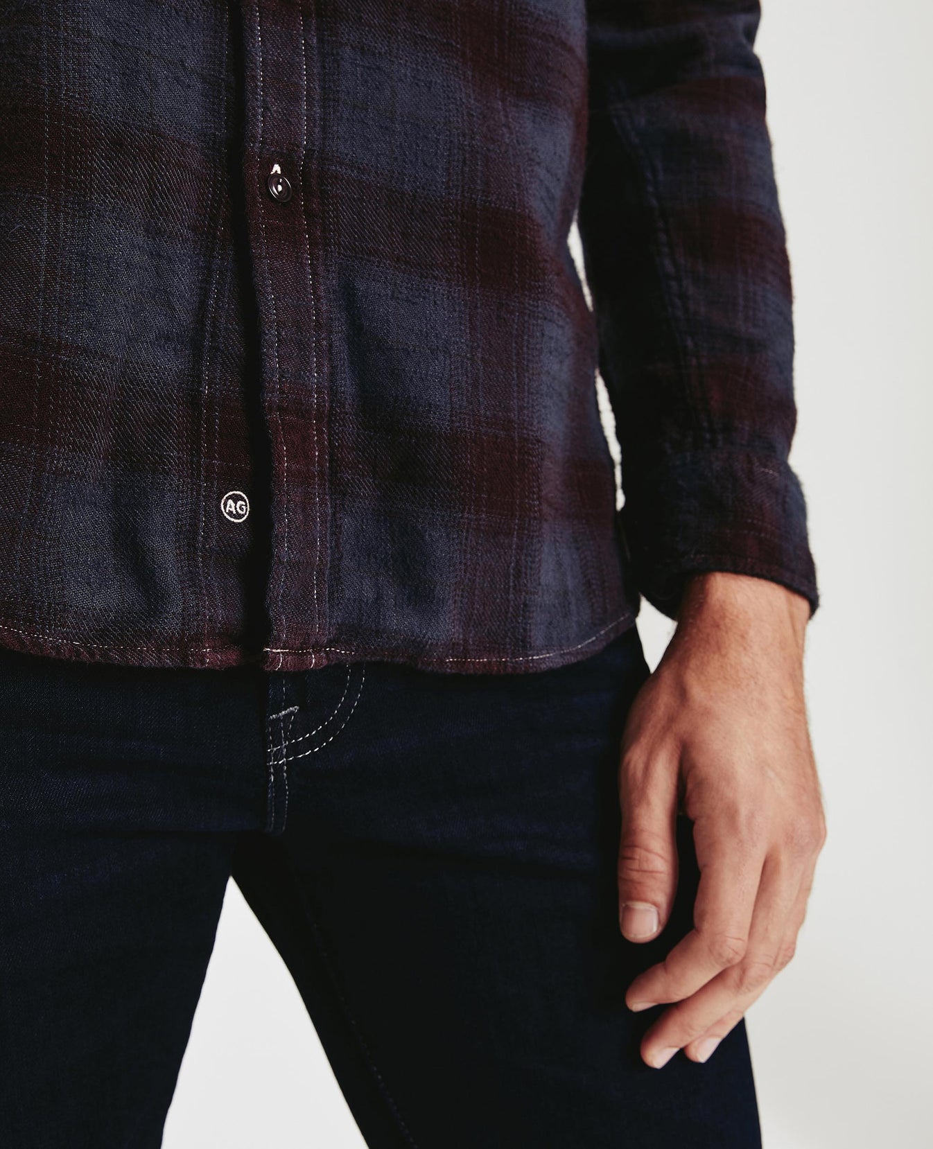 Colton Shirt Tinted Tannic Red/Black Long Sleeve Buttondown Men Tops Photo 6