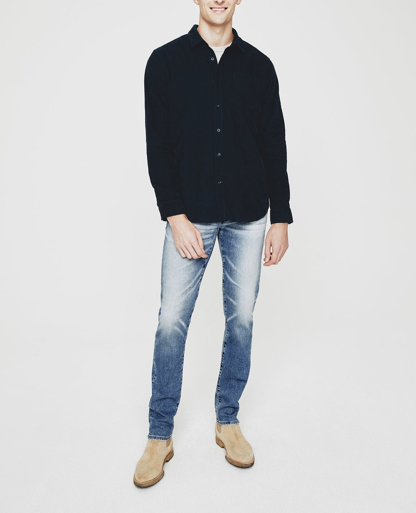 Colton Shirt True Navy Corduroy Men Tops Photo 3