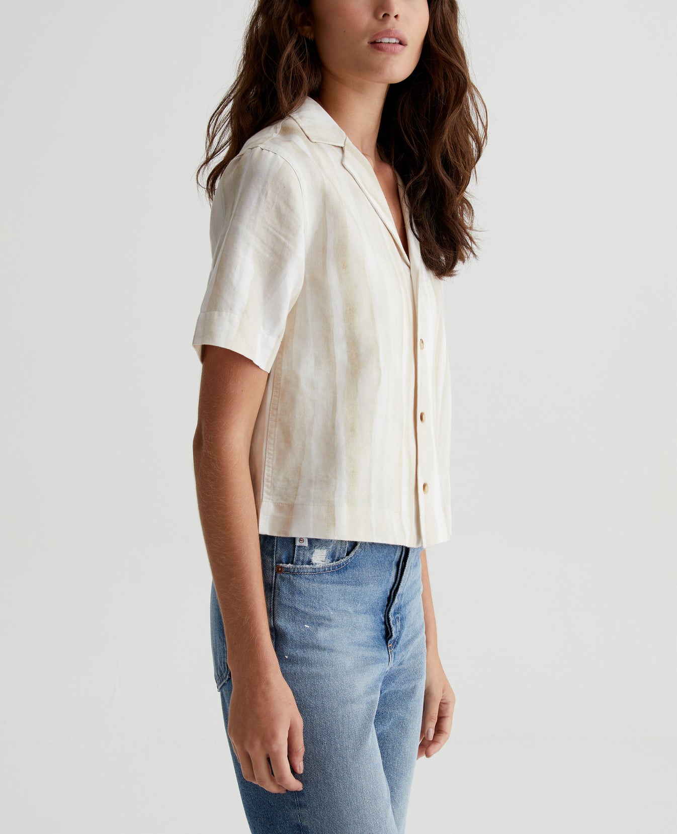 Koa Brush Strokes Beige Multi Womens Top Photo 4