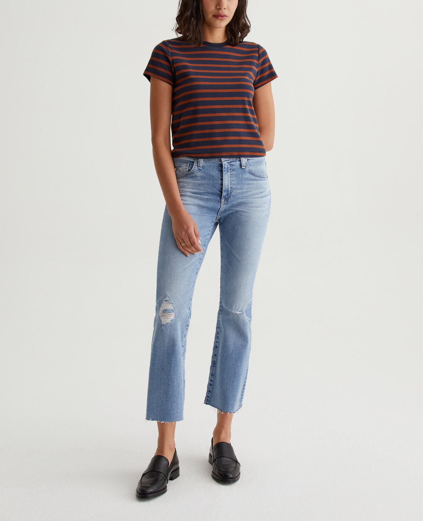 Sadie Crew Deep Navy/Spiced Maple Womens Top Photo 2