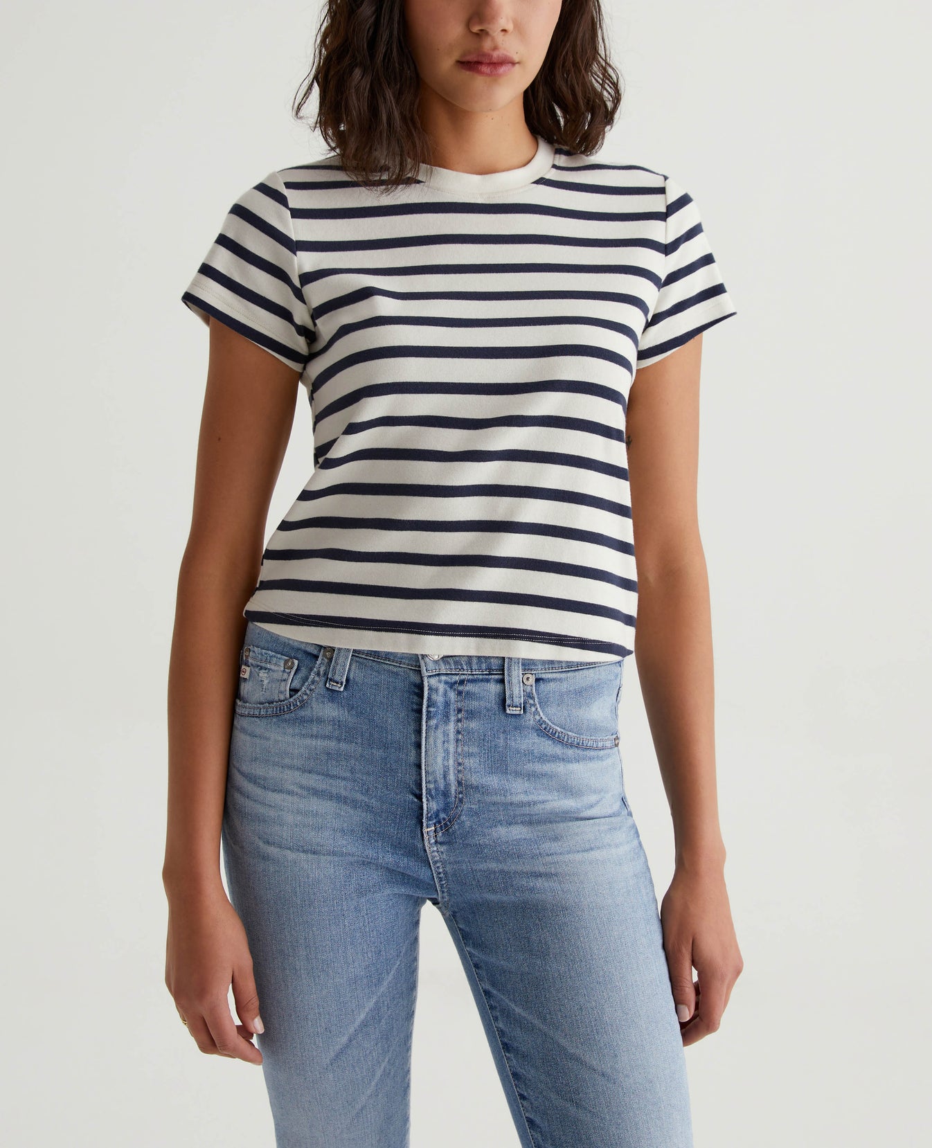 Sadie Crew Ivory Dust/Deep Navy Womens Top Photo 1