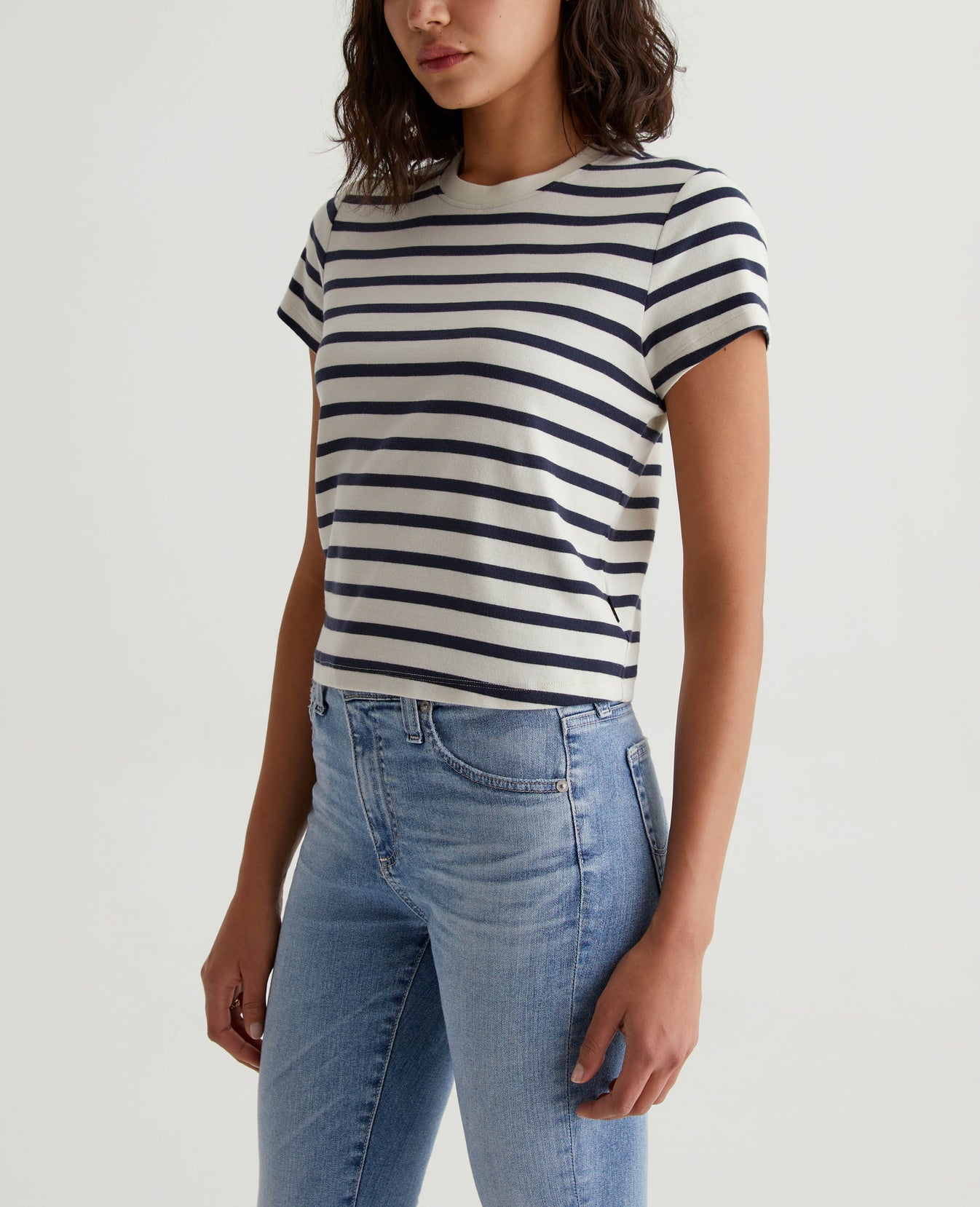 Sadie Crew Ivory Dust/Deep Navy Womens Top Photo 4
