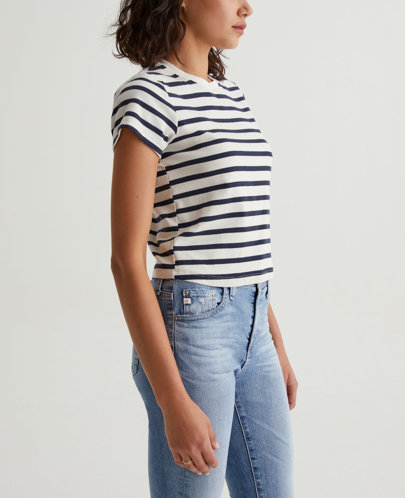 Sadie Crew Ivory Dust/Deep Navy Womens Top Photo 5