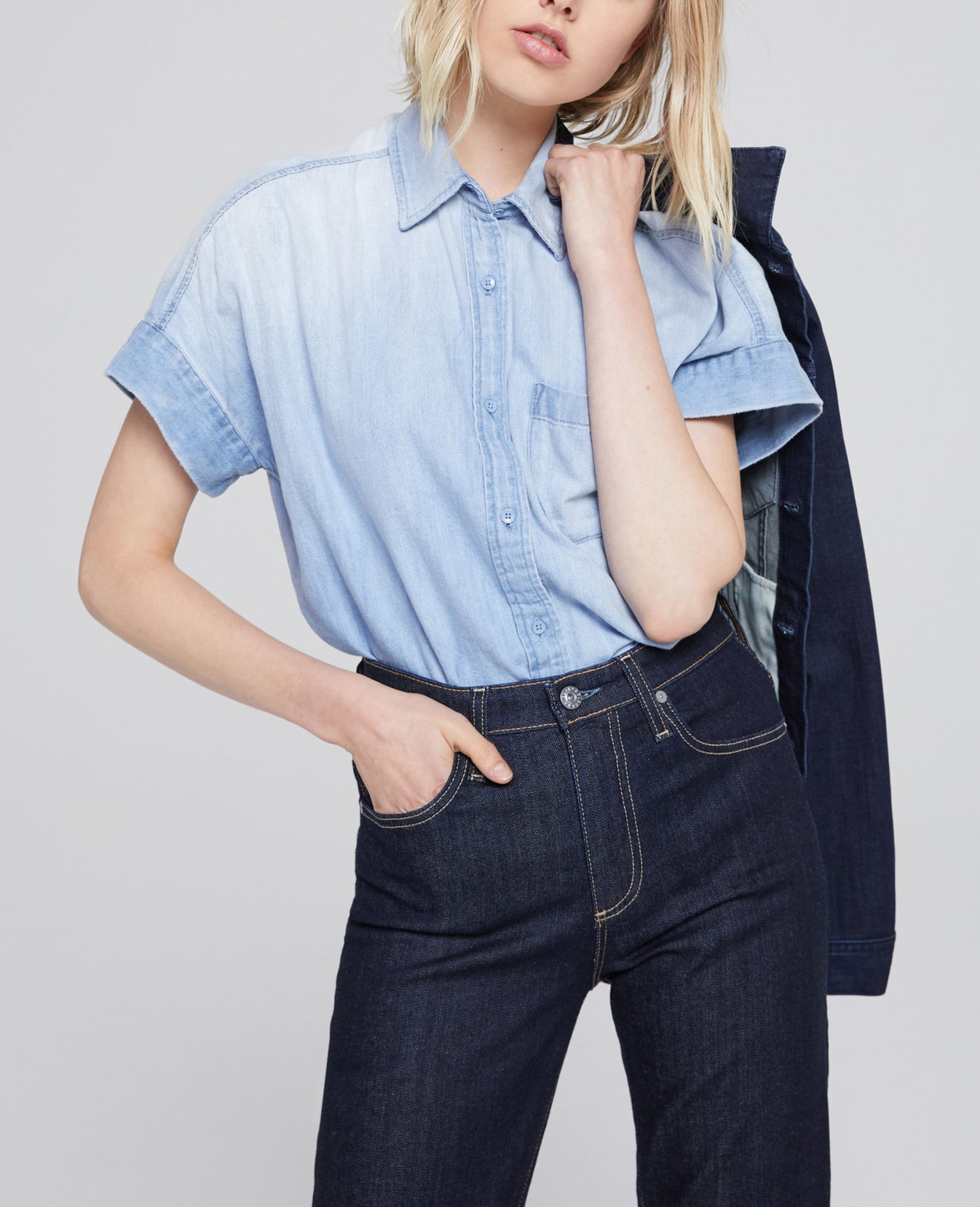 Hadley Raw Marquis Boxy Short Sleeve Shirt Women Tops Photo 1