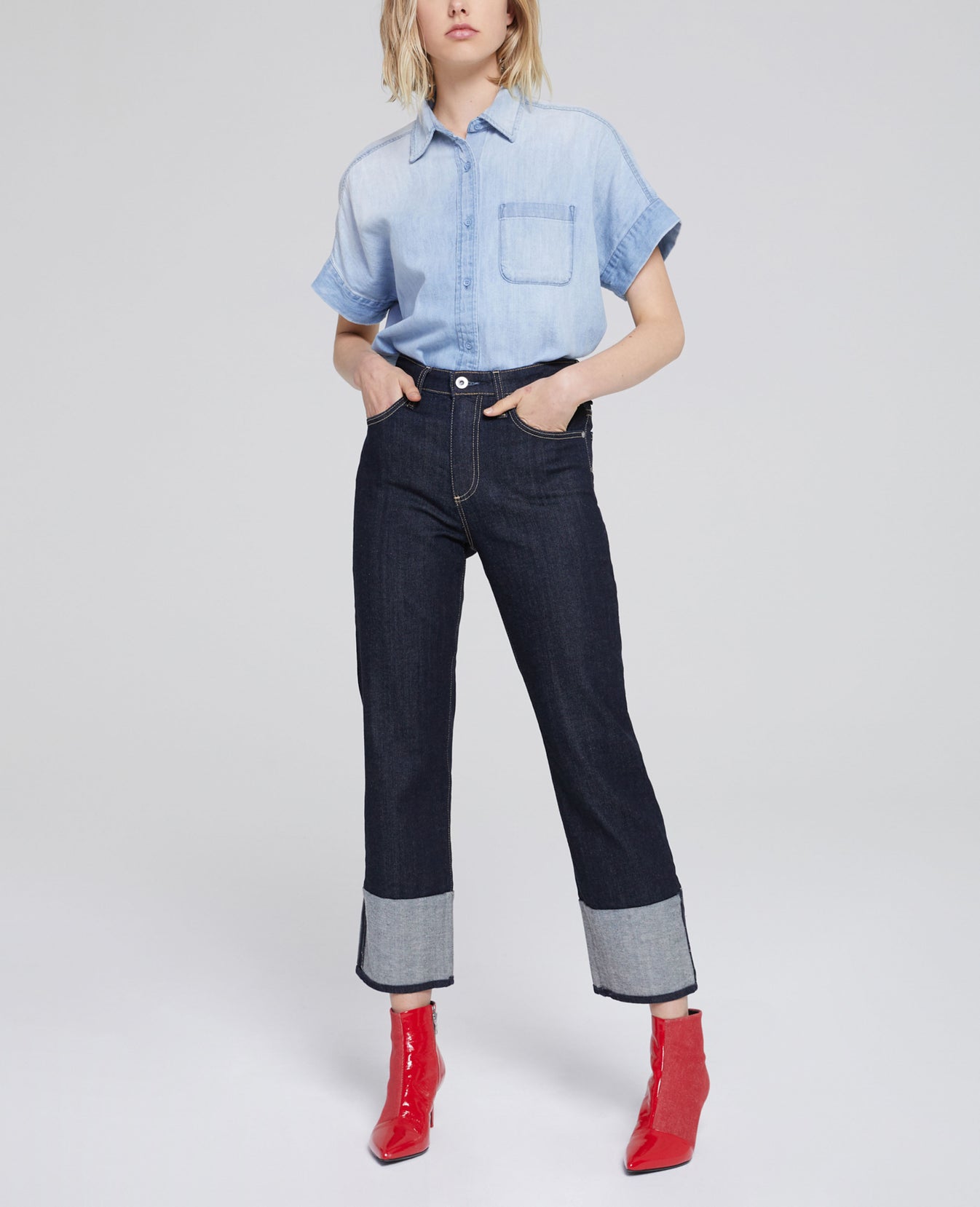 Hadley Raw Marquis Boxy Short Sleeve Shirt Women Tops Photo 3