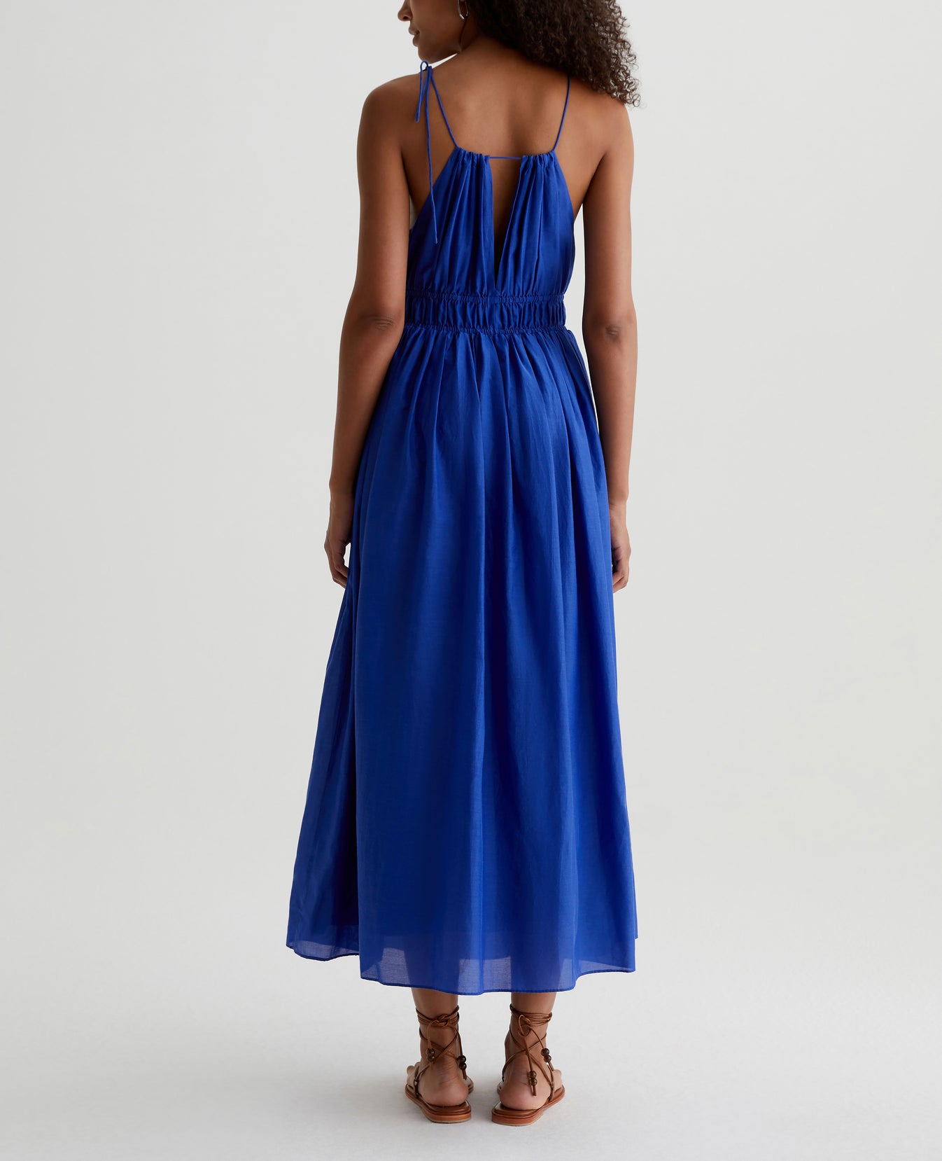 electric blue dress Balloon Sleeve Adina Midi This bright pretty is comfy and perfect for Spring and Summer LAND Electric blue - fluid