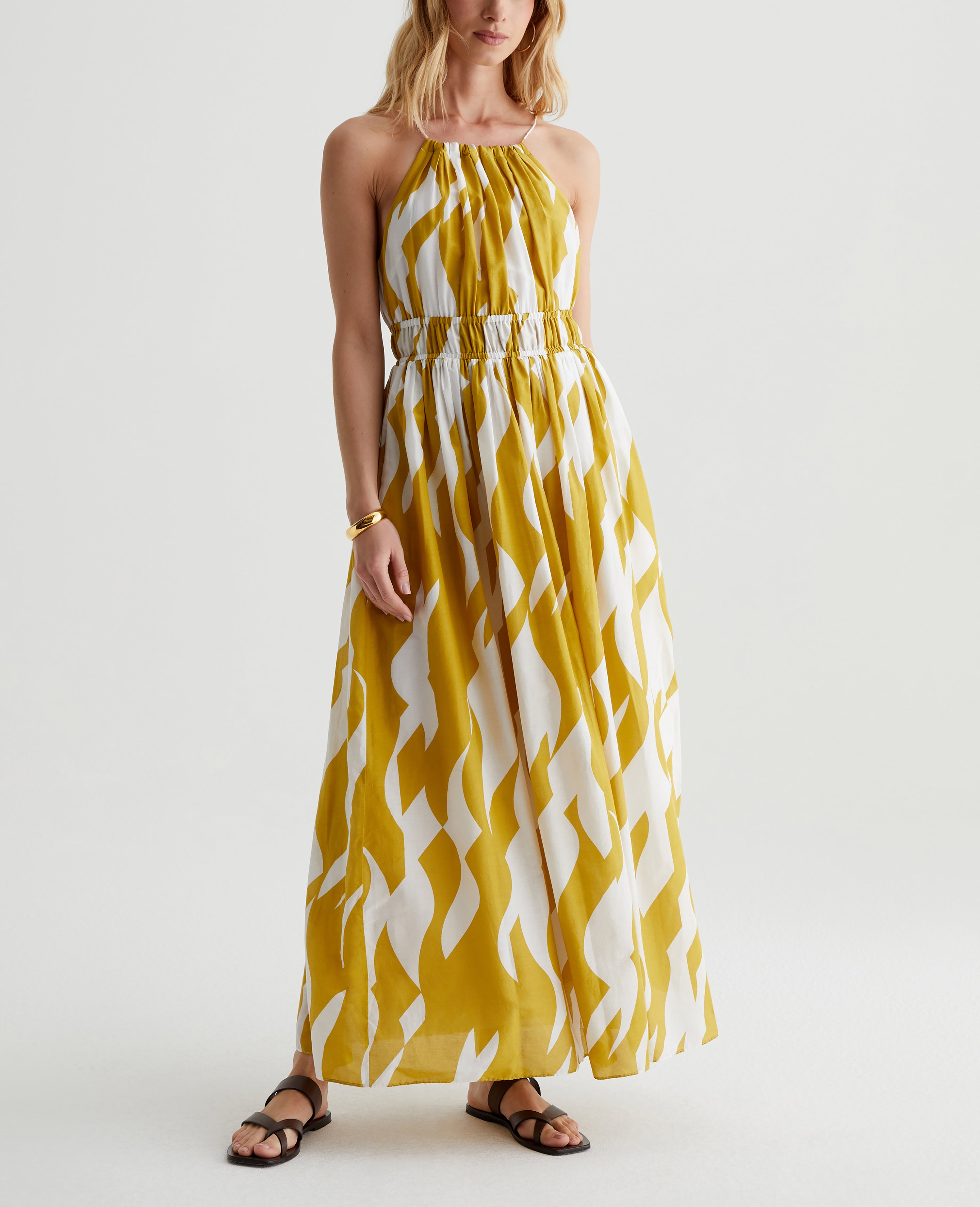 Maelle Dress Geo Wave Martini Olive/Off White Womens Top Photo 1