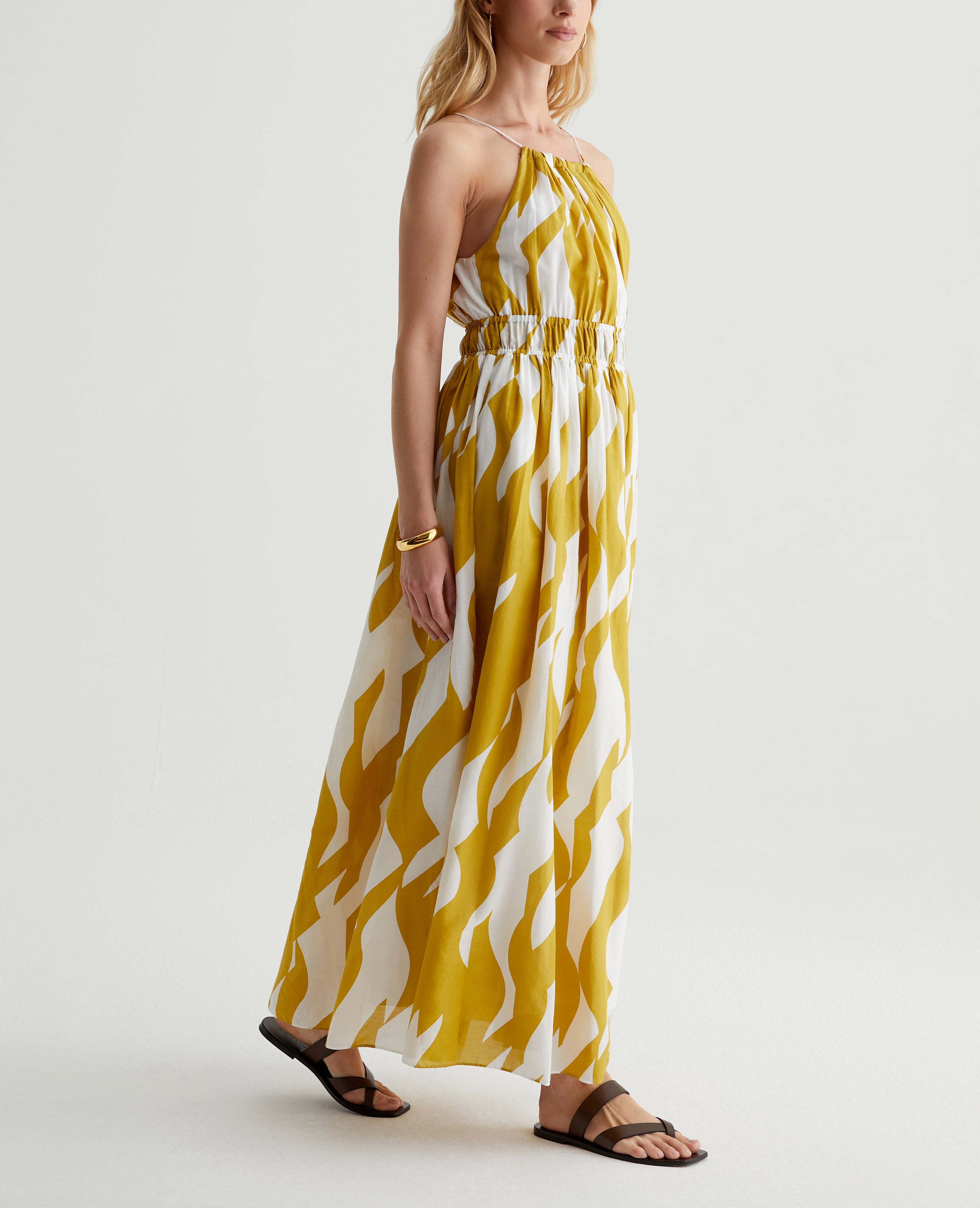 Maelle Dress Geo Wave Martini Olive/Off White Womens Top Photo 2