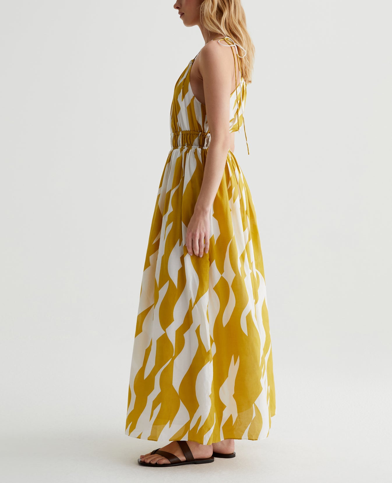 Maelle Dress Geo Wave Martini Olive/Off White Womens Top Photo 4