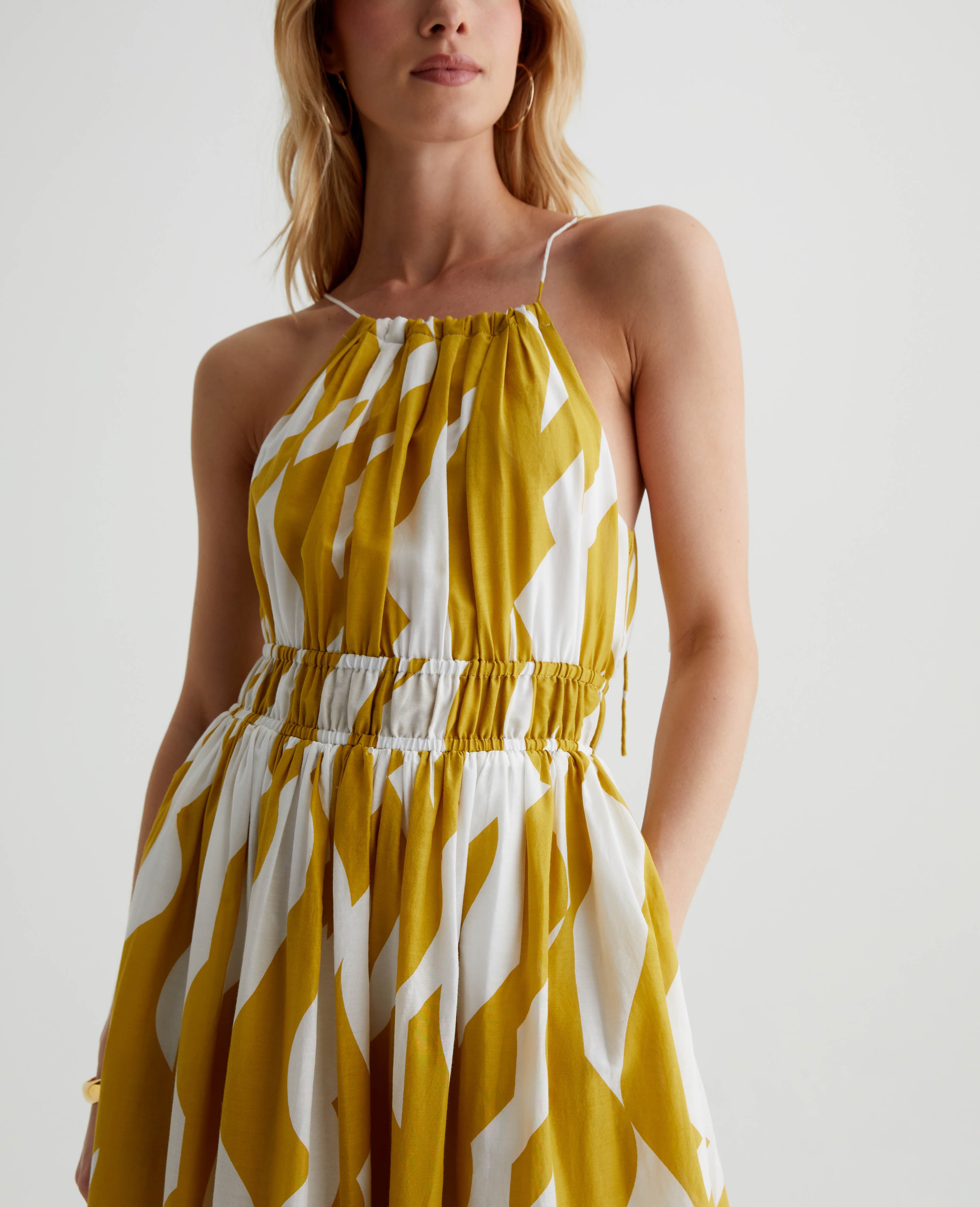 Maelle Dress Geo Wave Martini Olive/Off White Womens Top Photo 5