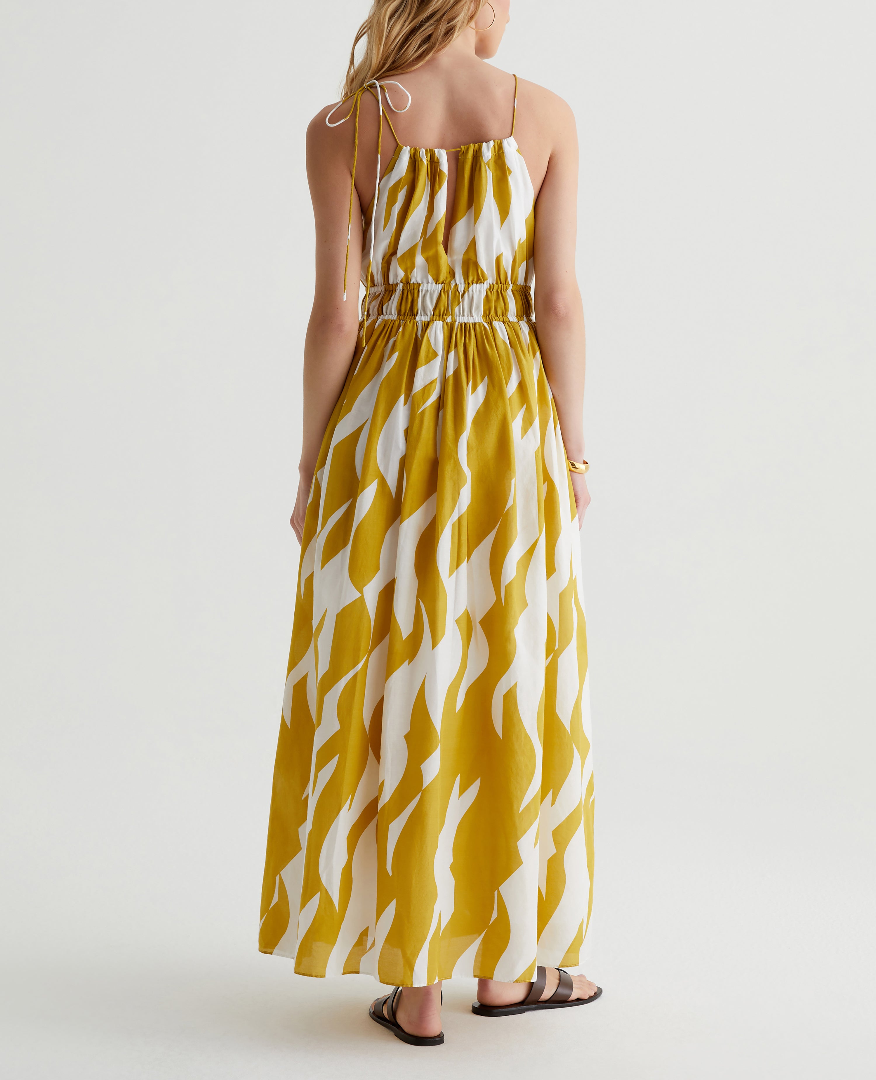 Maelle Dress Geo Wave Martini Olive/Off White Womens Top Photo 6