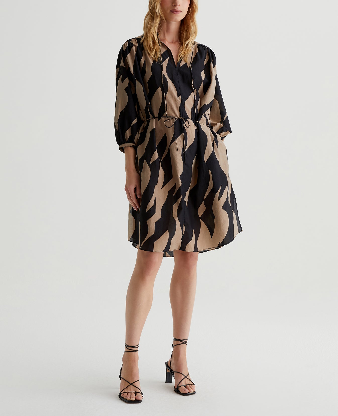 Octavia Dress Geo Wave True Black/Taupe Womens Top Photo 1