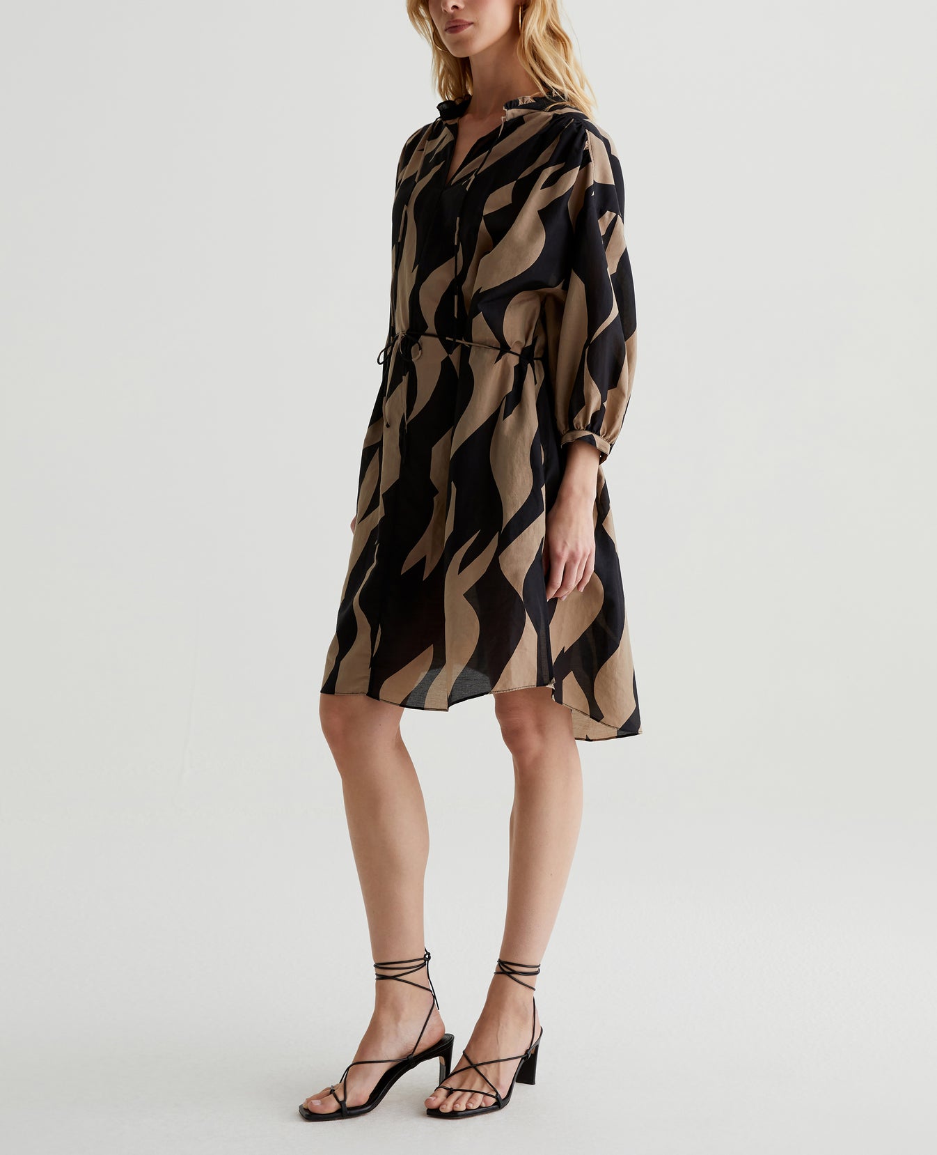 Octavia Dress Geo Wave True Black/Taupe Womens Top Photo 2