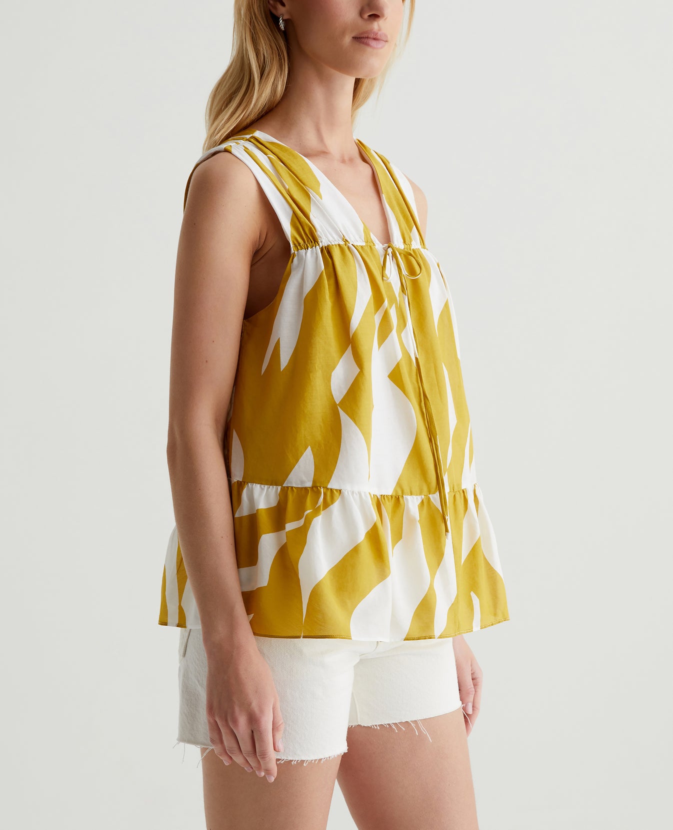 Ariella Geo Wave Martini Olive/Off White Womens Top Photo 1