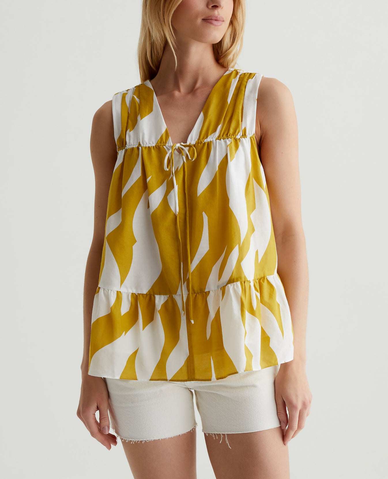 Ariella Geo Wave Martini Olive/Off White Womens Top Photo 2