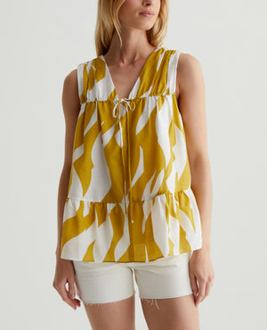 Ariella Geo Wave Martini Olive/Off White Womens Top Photo 2