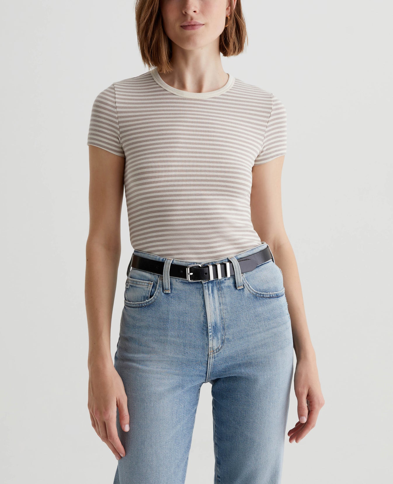 Agnes Crew Bengal Stripe Ex-White/Desert Womens Top Photo 1