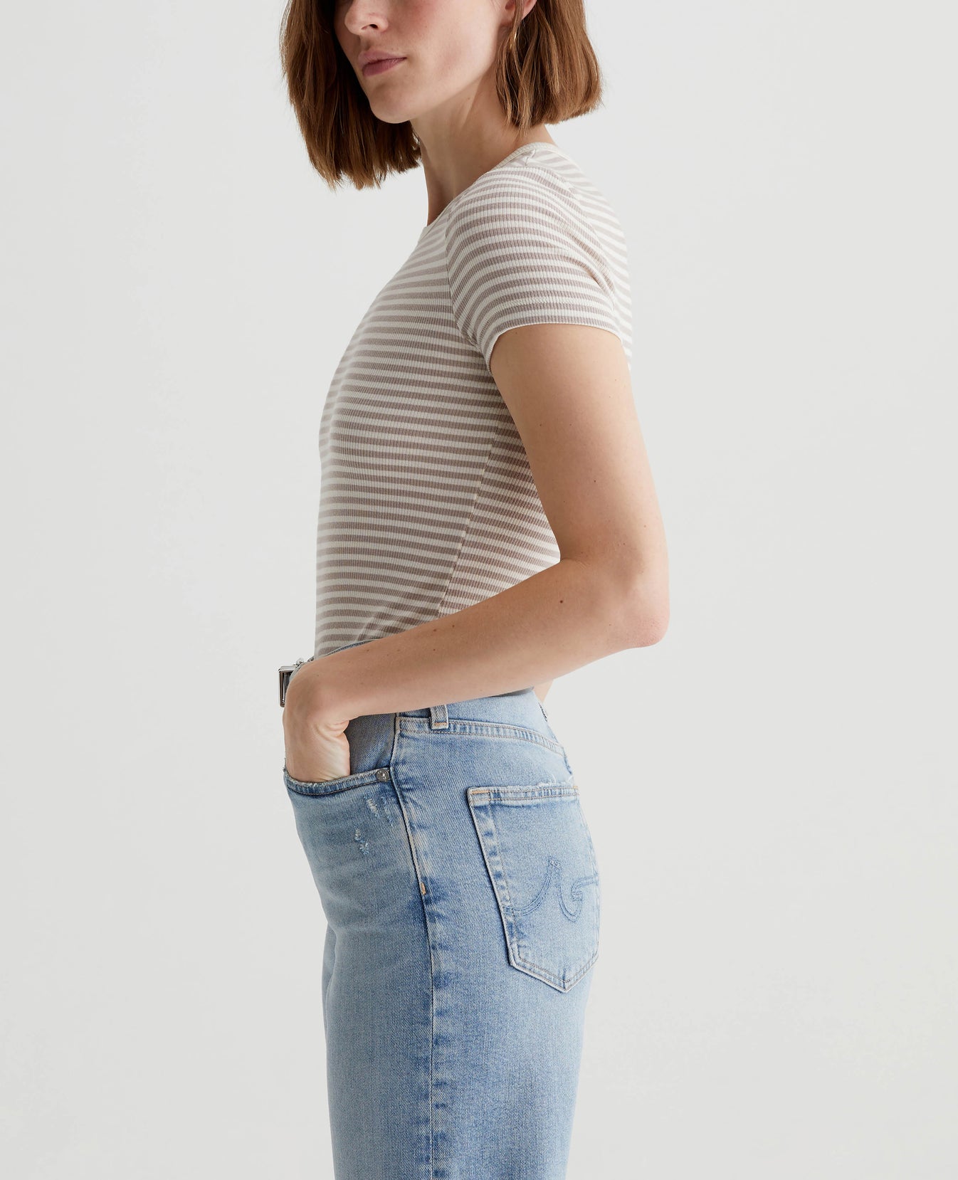 Agnes Crew Bengal Stripe Ex-White/Desert Womens Top Photo 3