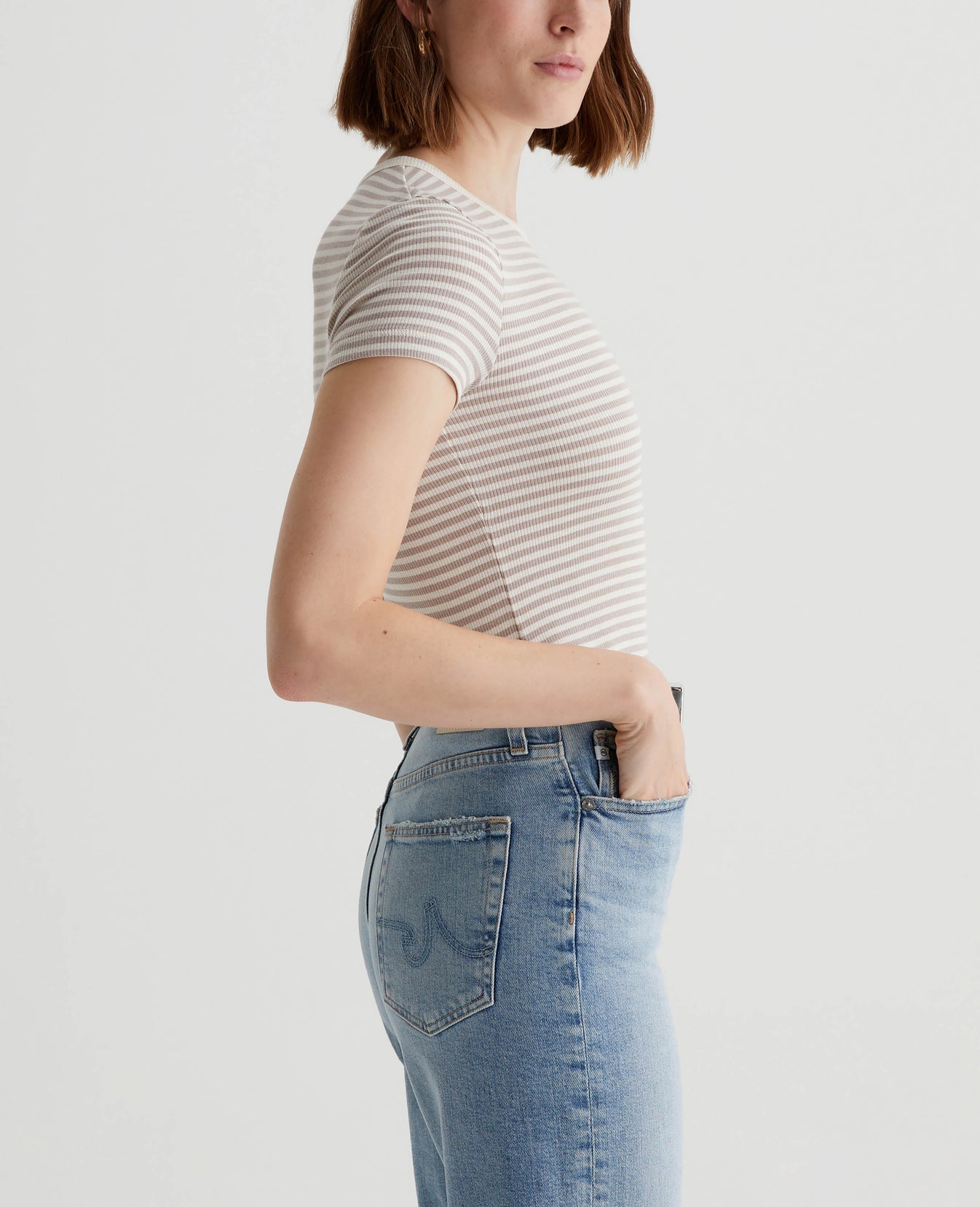 Agnes Crew Bengal Stripe Ex-White/Desert Womens Top Photo 6